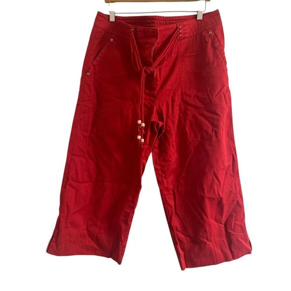 ✨VTG Lauren Ralph Lauren RL-67 Red Crop Sz 14 Pants Boho Hippie Wide Leg✨ - Picture 2 of 7